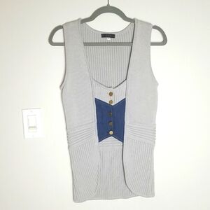 LARA KAZAN Sweater and denim sweater vest